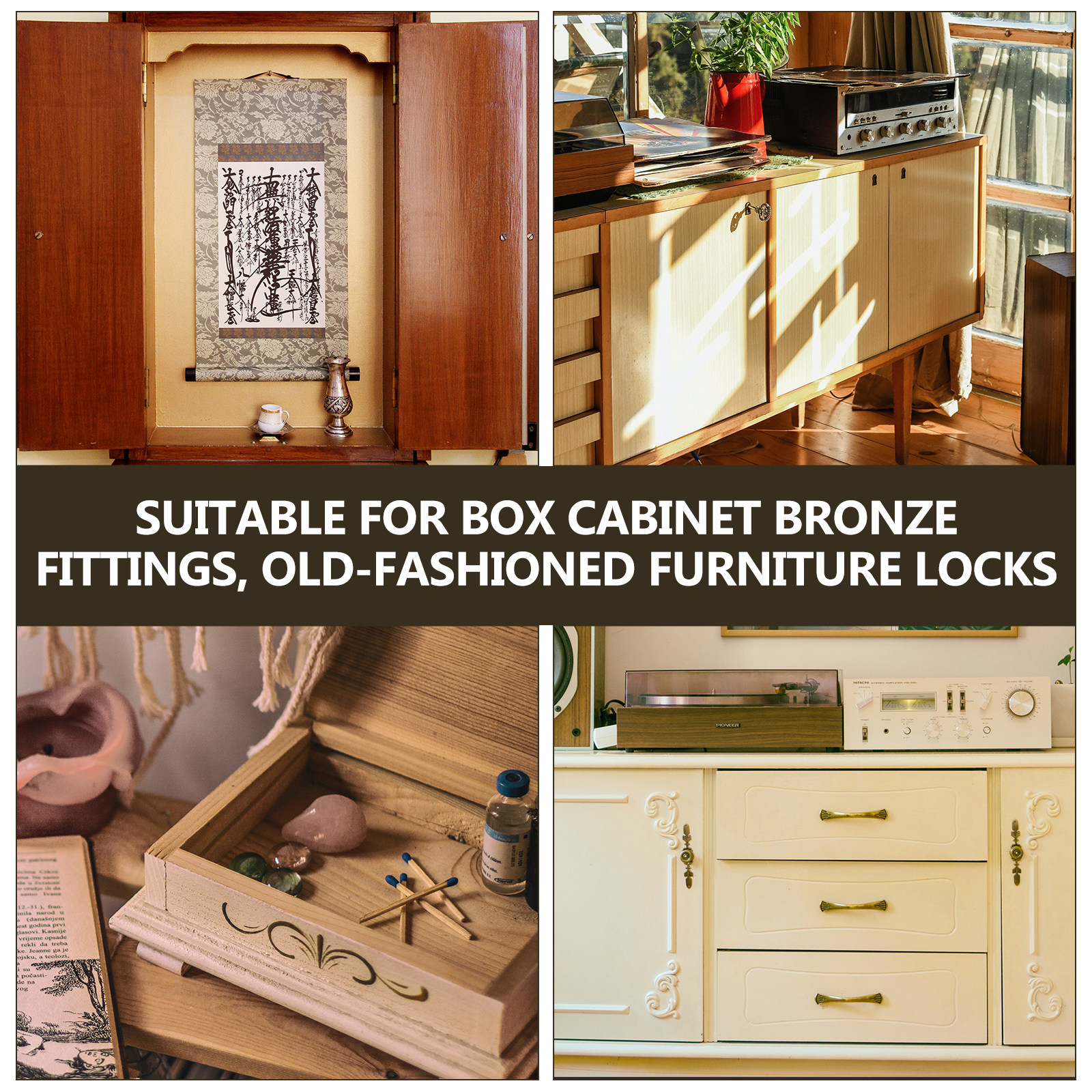 Furniture Hardware Lock - 2Set Decorative Vintage Iron Lock Set